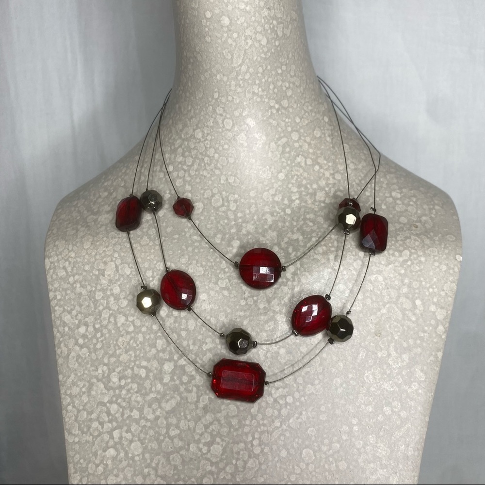 Black and Red Beaded Bohemian Necklace